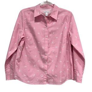 Croft & Barrow women libélula print button up shirt size MP